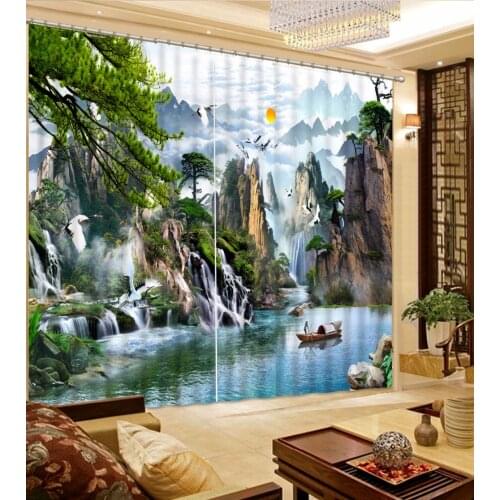 Custom Any Size 3D Curtain Sun Mountain Scenery Window Curtain Living Room 3D Bathroom Shower Curtain 3D Curtain Blackout