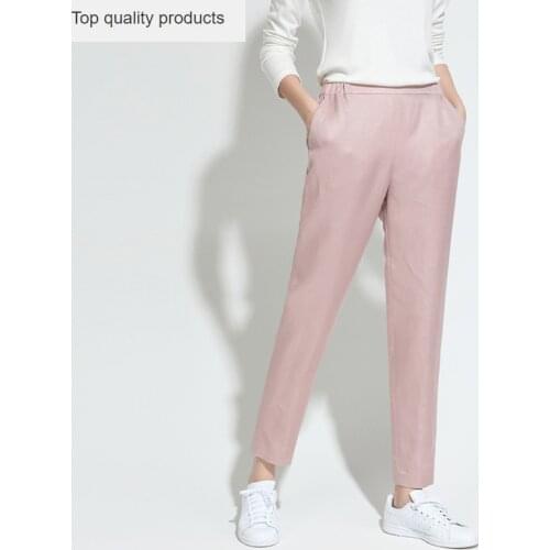 2020 Casual Spring Trousers Women High Waist Pants Streetwear Linen Harem Pants Pink Office Work pantalon femme YQ365