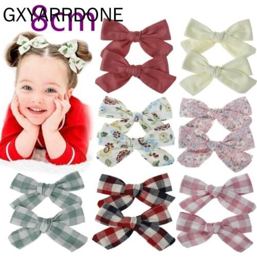 2020 Kids Hair Bow Hairpins Bowknot Girls Cute Hair Accessories Solid Hair Clips Plaid Barrettes Hairgrip Headwear Ornaments