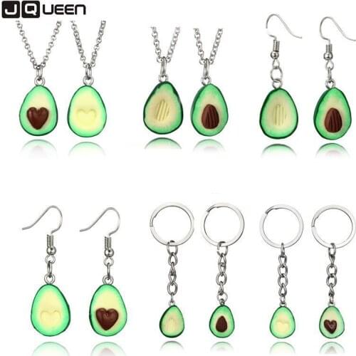 New Lovely Avocado Heart Shape Necklace Green Color Fruit Soft Pottery Pendant Chain Necklace For Women Jewelry Accessories