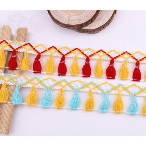 Embroideried Fringe Lace Tassel Trimming Colorful Ribbon Lace Fabric Sewing Ribbon Garment Accessory Curtain Decorative