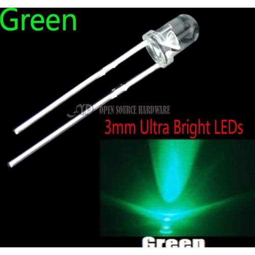 100pcs NEW 3mm Round Super Bright Green LED light Diode