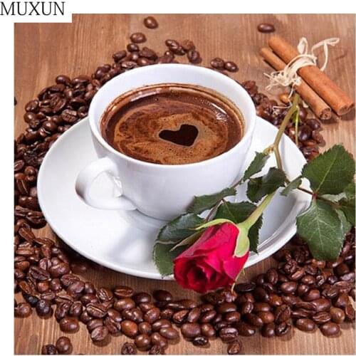 MUXUN 5d Diy Full Diamond Painting Coffee And Coffee Beans Diamond Embroidery Cross Stitch Diamond Mosaic Home Decoration A80159