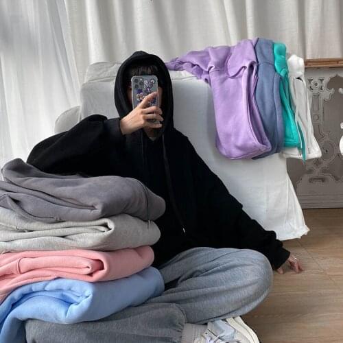 Hybskr Basic Hoodies Solid Color Mens Big Size Pullovers Korean Style Fashion Male Streetwear Hip Hop Unisex Hooded Sweatshirt