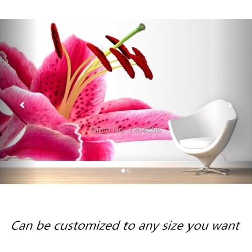 Free shipping custom- modern 3D mural Pink Lily Wallpaper Mural sofa bedroom TV backdrop wallpaper