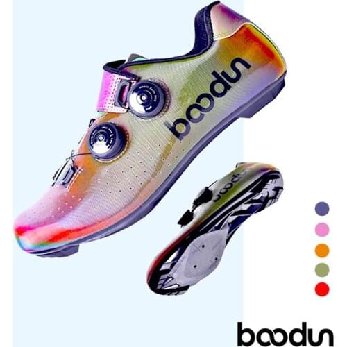 Boodun night vision non-slip mtb road bike cycling shoes outdoor riding shock absorption 5D colorful bicycle mtb road lock shoes
