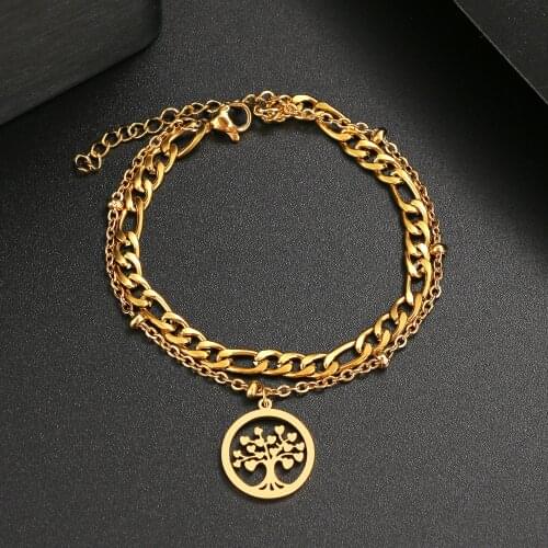 Stainless Steel Chain Bracelet New Trendy Classic Fortune Tree Bracelets Pendant For Men Women Jewelry Party Friends Gifts