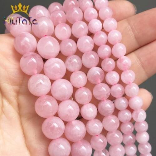 Natural Stone Beads Madagascar Pink Quartz Round Beads For Jewelry Making DIY Chrams Necklace Bracelet Earrings 15'' 6/8/10mm