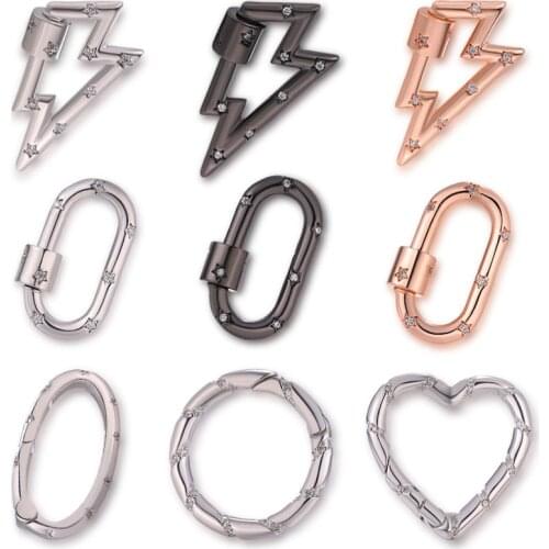 DIY Pendant Punk Gothic Supplies Copper Zircon Buttons Can Be Made Into Necklace Bracelet Women Handmade Carabiner Screw Clasps