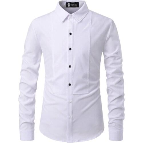 Mens Shirt Long Sleeve Solid Color Turn Down Collar Cardigan Shirt Casual Individual Tailoring Splicing Simplicity Tops