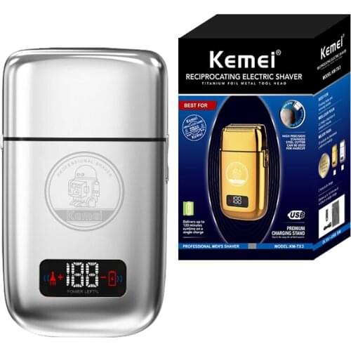 Kemei TX3 pro metal housing adjustable speeds barber electric shaver men hair rechargeable beard electric razor balds shaving