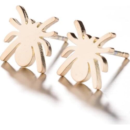 Kirykle Punk Women Earrings Black Spider Earring Stainless Steel Jewelry Gold Animal Insect Ear Stud Earring Lady Gifts
