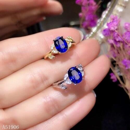 KJJEAXCMY Fine Jewelry 925 sterling silver inlaid natural sapphire female ring support test xcv