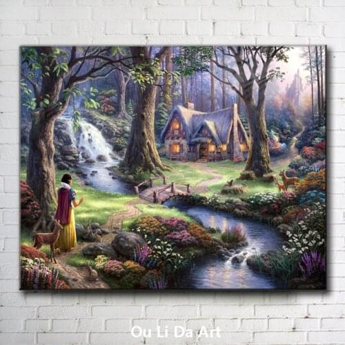 Classical Thomas cartoon princess forest deer landscape canvas printings oil painting printed on canvas art decoration picture