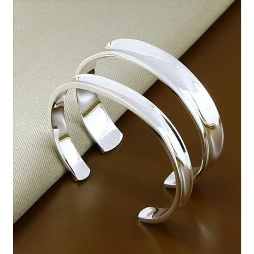 2021New Classic 925 Sterling Silver Fashion Exquisite Open Bangles Bracelet Jewelry Sets Women Men Jewelry Bijoux