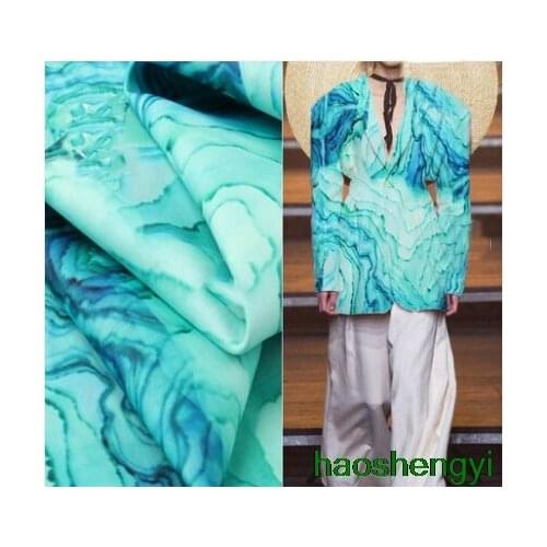 Space cotton air layer water ripple printing texture fabric, silhouette clothing dress creative cloth