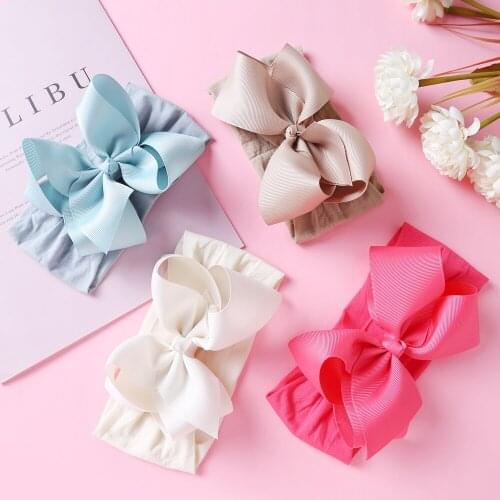 Ribbon Bows Hair Bands For Girls Headwear Solid Colour Head Bands For Baby Girls Big Bowknot Children Gifts Hair Accessories