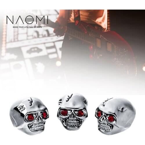 NAOMI 3PCS Metal Skull Head Control Knobs Electric Volume Control Knob Guitar Control Knobs