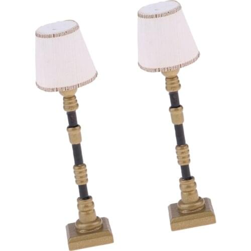 1:12 Dollhouse Miniature Furniture 2 Pieces White Lampshade Floor Lamp Light Model (Just A Decor Not LED)