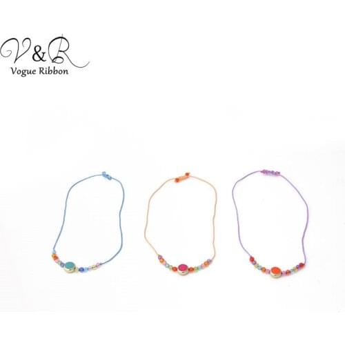 Vogue Ribbon Diy Handmade Jewelry Making Bead Charms Pendants Beaded Cord Bracelet Set Components Fashion Accessories Gifts