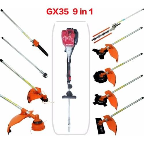 Multi GX35 4-strokes 9 in 1 Multi brush cutter grass trimmer lawn mower tree pruner tool garden work