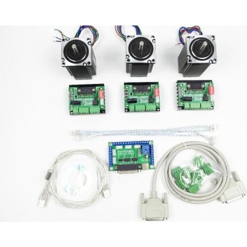 CNC Router Kit 3 Axis, 3pcs 1 axis TB6560 driver +one interface board + 3pcs Nema23 312 Oz-in stepper motor