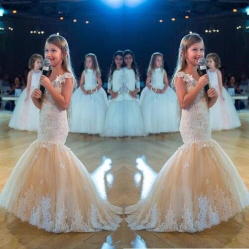 Mermaid Formal Flower Girl Dress for Wedding Kids Pageant Wedding Prom Party Ball Gown First Communion Dresses