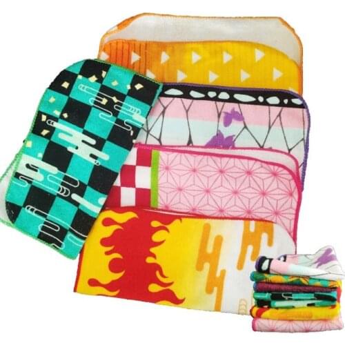 Factory Direct Sale Children Cosplay Cute Full-Color Absorbent Towel Demon Slayers Blade Cotton Bath Towel Square Scarf