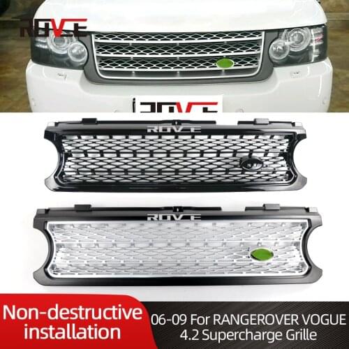ROVCE Front Bumper ABS Grille For Land Rover Range Rover Vogue 2006-2009 L322 4.2 Supercharge Grille Style DHB500550LQV