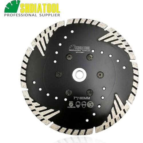SHDIATOOL 1pc 180mm Hot pressed Diamond turbo Blade with Slant protection teeth 7inch cutting disc