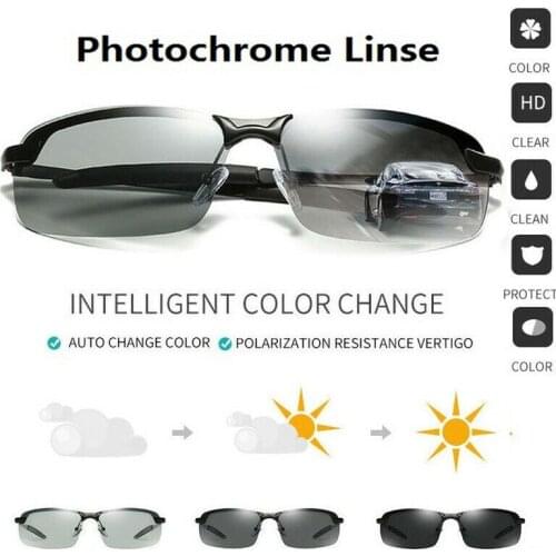 New Fashion Photochromic Polarized Sunglasses Men Brand Design driving Chameleon Discoloration Sun glasses UV400 Dropshipping