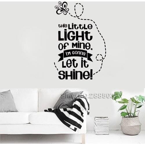 This little light of mine, i'm gonna let it shine! Vinyl Wall Decal Quote Art Home Decor Wall Mural Stickers Girl Bedroom LC624