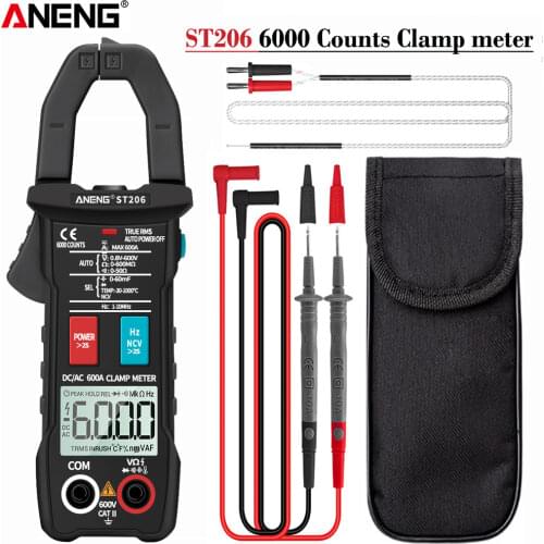 ANENG ST206 Digital Clamp Meter Multimeter 6000 counts True RMS Amp DC/AC Current Clamp measure dc amperimetro tester voltmeter