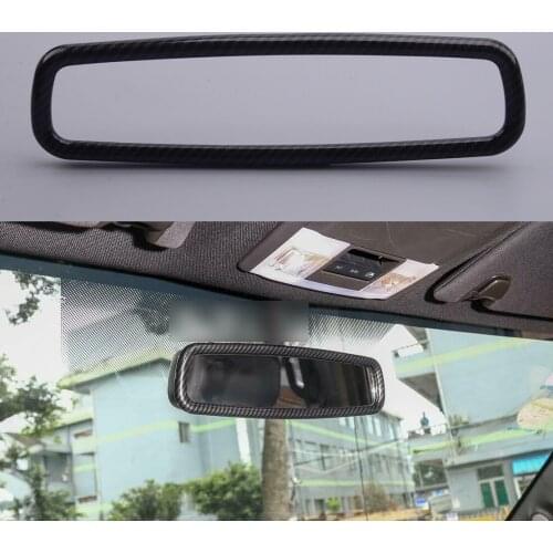 Carbon Fiber Texture Inner Rearview Mirror Trim Ring Cover fit for Ford F150 Mustang 2015 2016 2017