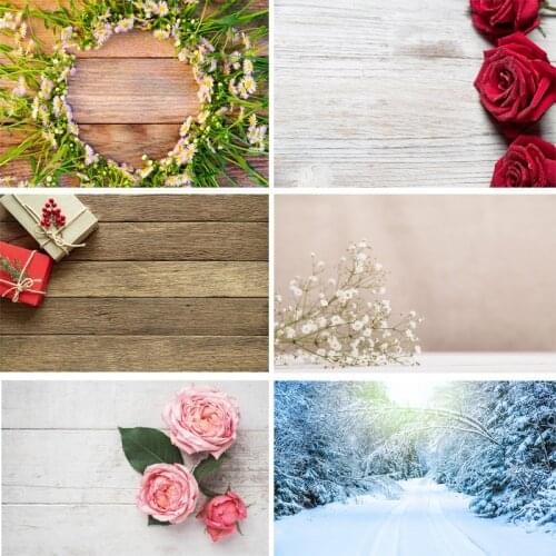 Vinyl Custom Photography Backdrops Flower and Wooden Planks Theme Photography Background 191029STR-01