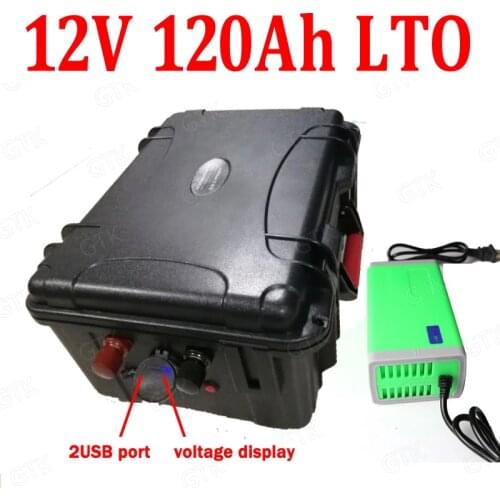 GTK waterproof 12v 120ah LTO battery pack Lithium titanate battery BMS for 1000W caravan Solar system inverter UPS + 10A Charger