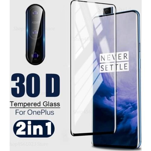 2in1 Oneplus7 Pro 30D Tempered Glass for One plus7 One plus Oneplus 7 8 7pro Full Curved Screen Protector Glass Camera Lens Film
