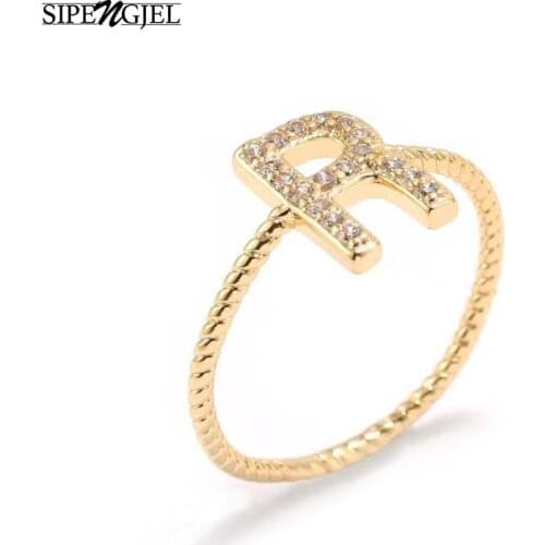 Trendy Zircon Alphabet Letter Rings Gold Silver Personality Couple Rings For Women Jewelry 2020