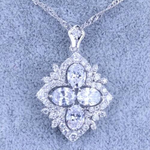 Love Monologue AAA White Cubic Zirconia Necklace Pendants for Women Silver Color Wedding Jewelry X0341