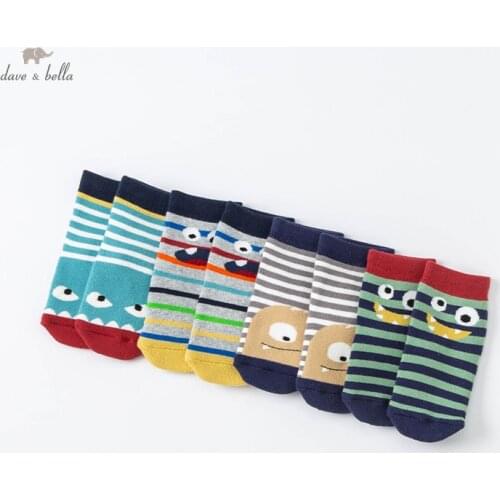 DBW19466 dave bella winter fashion baby boys cartoon striped socks causual children kids boy socks