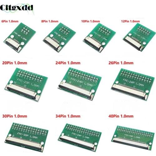 1PCS FPC FFC Cable 6 8 10 12 14 20 30 40 50 PIN 0.5mm pitch Connector SMT Adapter to 2.54 mm 1.0 inch pitch through hole DIP PCB