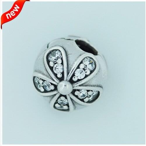 100% 925 Sterling Silver Beads DAISY SILVER CLIP WITH CUBIC ZIRCONIA DIY Making Jewelry