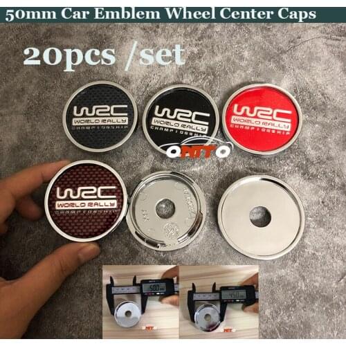 20pcs/set 50mm 5cm WRC Logo Badge Car Emblem Wheels Hub Caps for Vw Nissan Toyota Benz Bmw Auto Wheel Center Covers Pvc Base