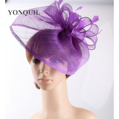 21 Colors Generous Sinamay Hair Fascinator Hat Wedding Bride Headpiece Race Chapeau Cap Church Hat Party Headwear Craft OF1542
