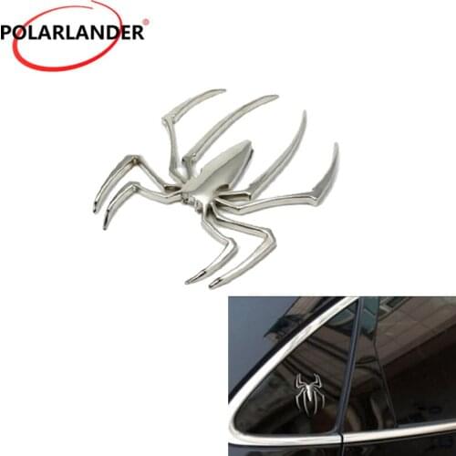 3D Spider Car Sticker Emblem Graphical 5CM*7CM Chrome Badge Truck Decal Silver