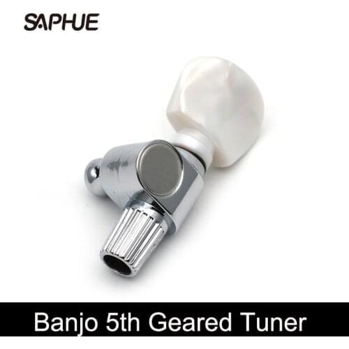 Banjo 5th Geared Tuner Tuning Peg Machine Heads with Pearl Button Chrome