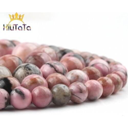 AAA Natural Stone Beads Black Lace Rhodonite Round Gem Loose Beads For Jewelry Making DIY Bracelet Accessories 15'' 6 8 10 12mm
