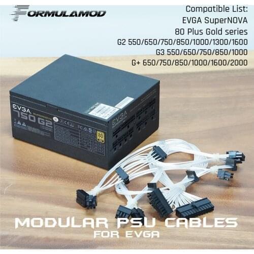 FormulaMod Fm-EVGA-SL, Fully Modular PSU Cables, 18AWG Silver Plated, For EVGA G2 G3 G+ Series Modular PSU