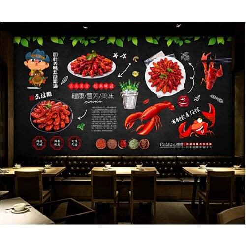 Custom mural on the wall 3d wall paper Spicy crayfish gourmet restaurant home decor photo wallpaper in the living room