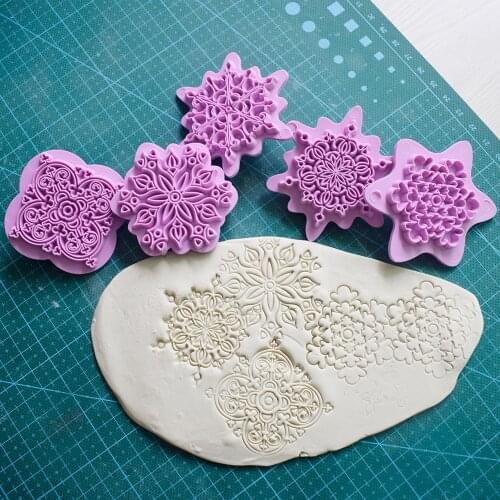 Mandala Dotting Tools Embossing Stamp diy pottery Sculpting Tools Die Plastic Texture Sheets Stamps SculpturePolymer Clay Tool